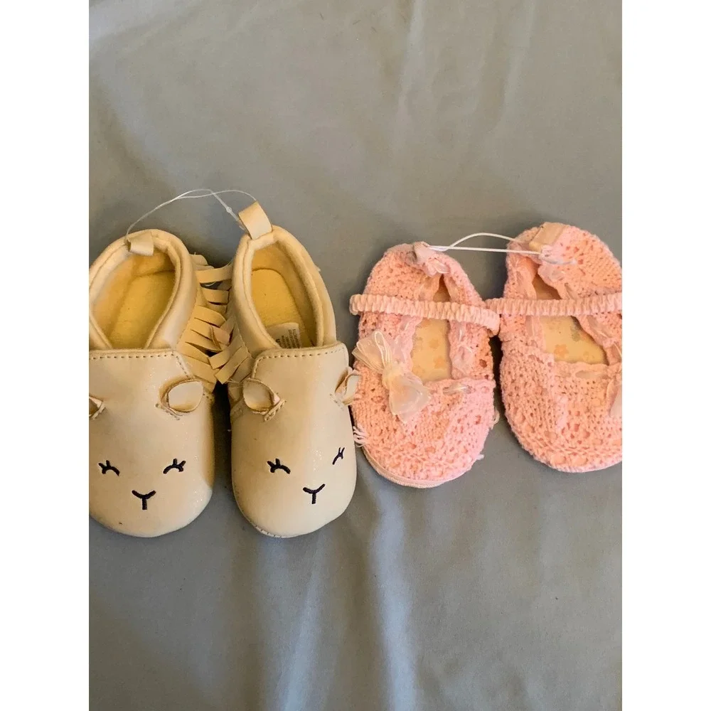 Child of Mine Carters Moccasins & Koala Baby Pink Crochet Shoes Lot 3-6M